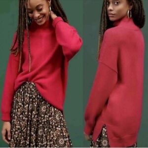 Anthropologie Maeve NWOT Crystal Tunic Butter Soft Sweater Pink Sz XS Oversized